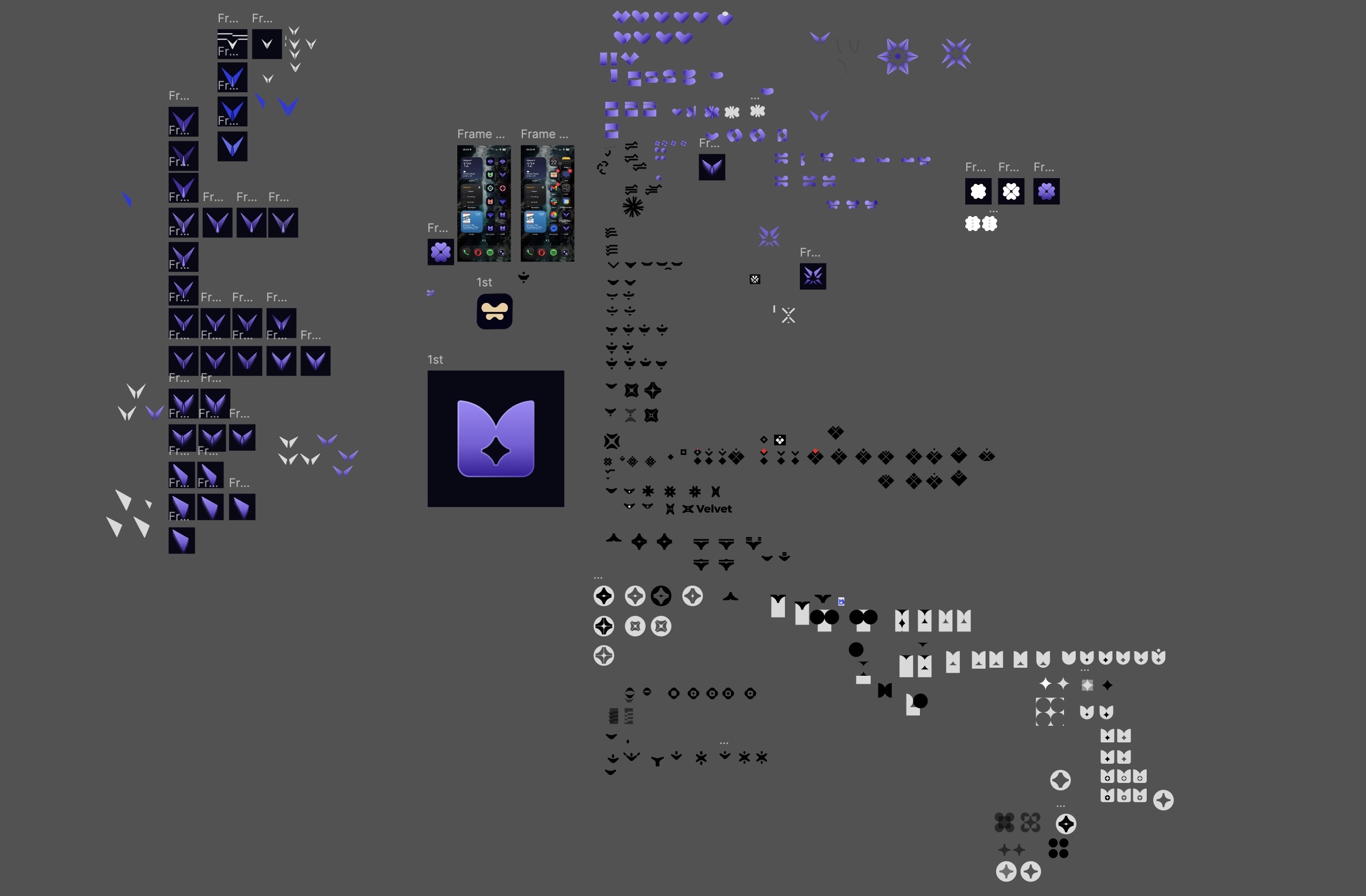 Velvet logo exploration — butterfly mark iterations